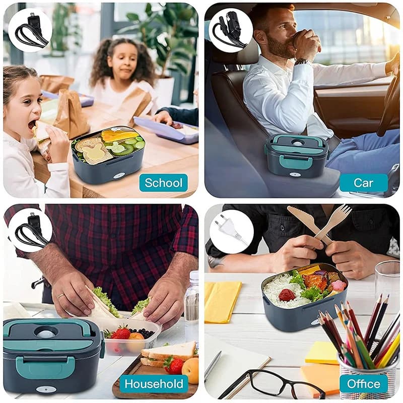 2-in-1 electric lunch box leak-proof portable food warmer 1.5/2/2.5 L microwave bento lunch box with stainless steel container