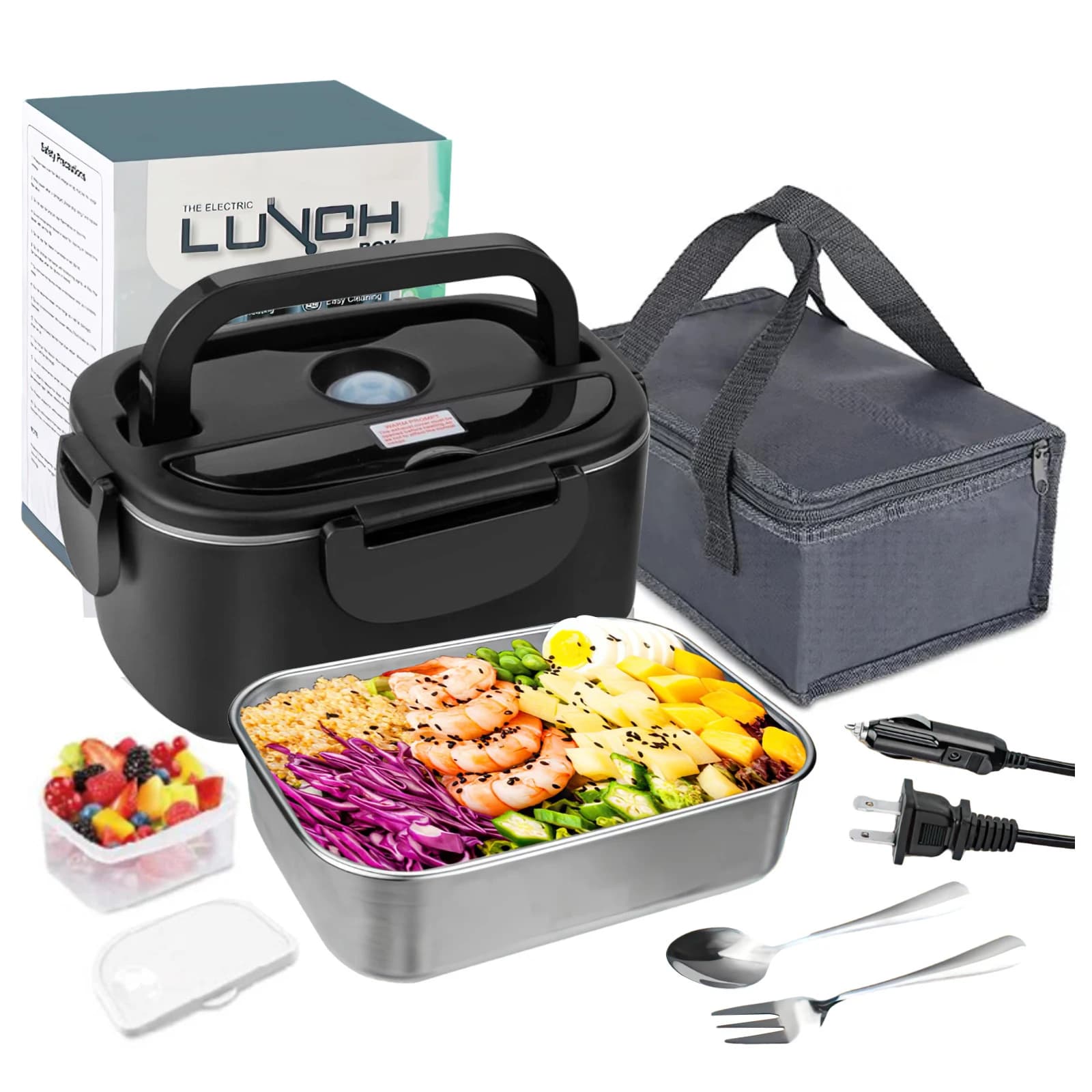2-in-1 electric lunch box leak-proof portable food warmer 1.5/2/2.5 L microwave bento lunch box with stainless steel container