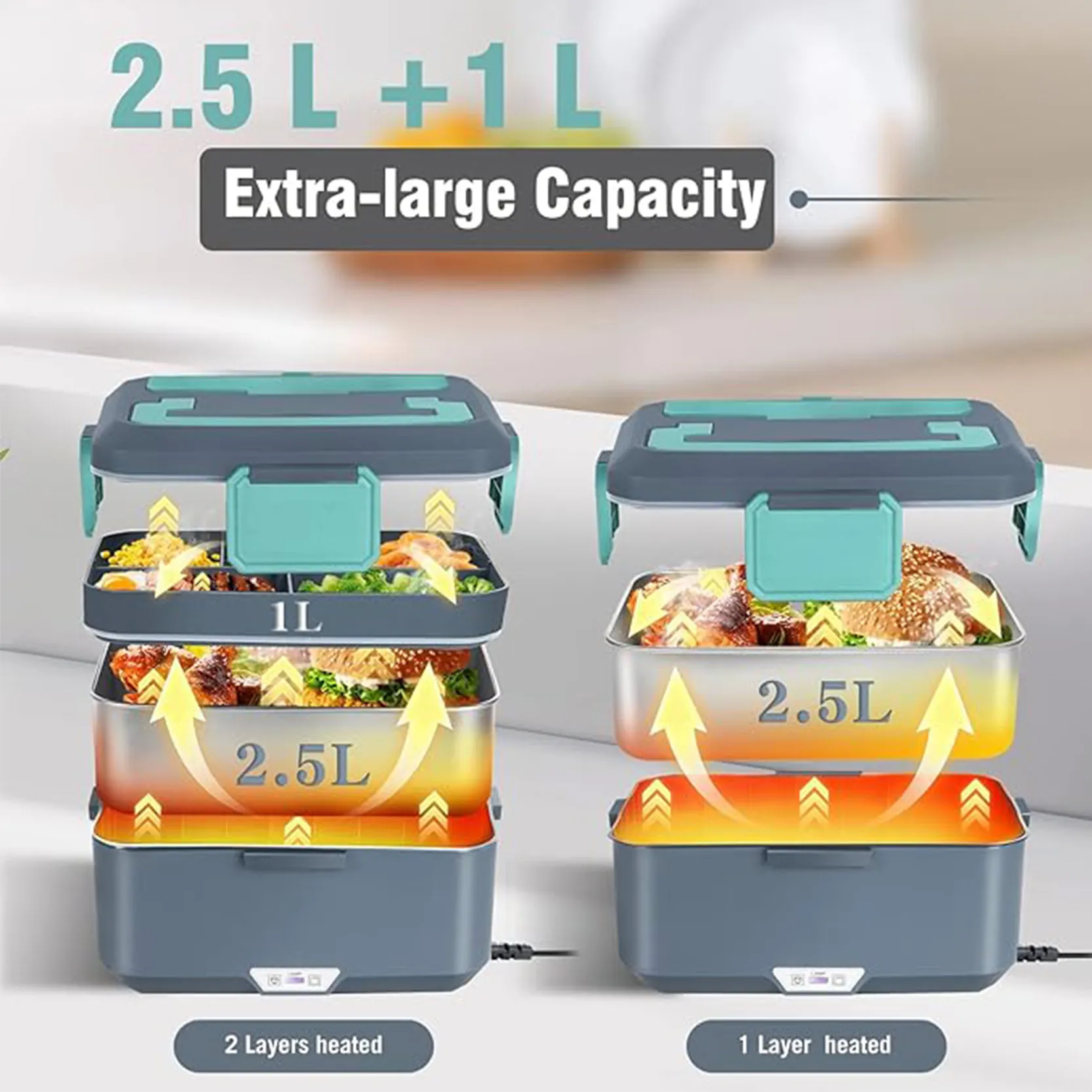 TINSOL 3.5L Lunchbox podgrzewany 90W, szybki, auto/biuro 🚗