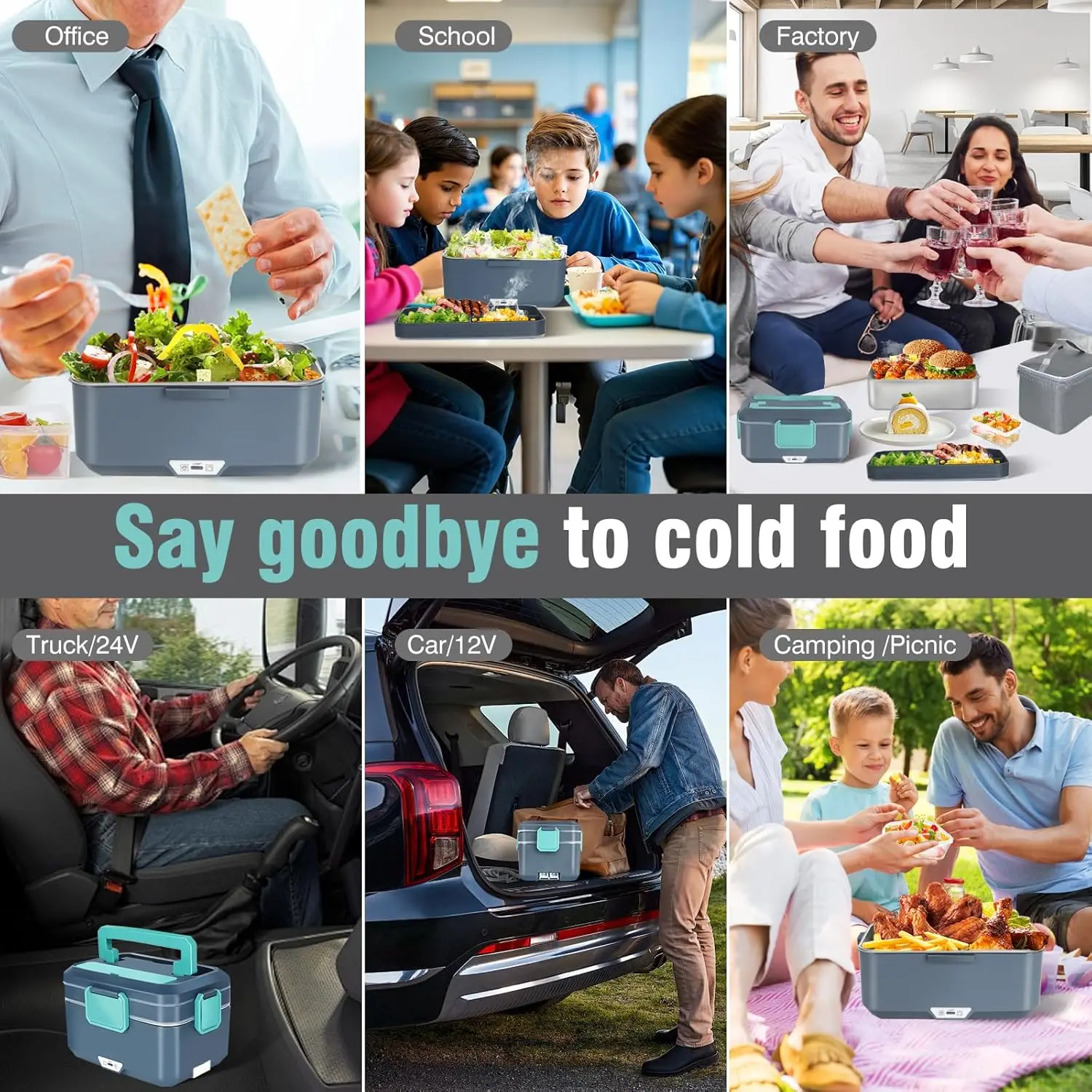 TINSOL 3.5L Lunchbox podgrzewany 90W, szybki, auto/biuro 🚗