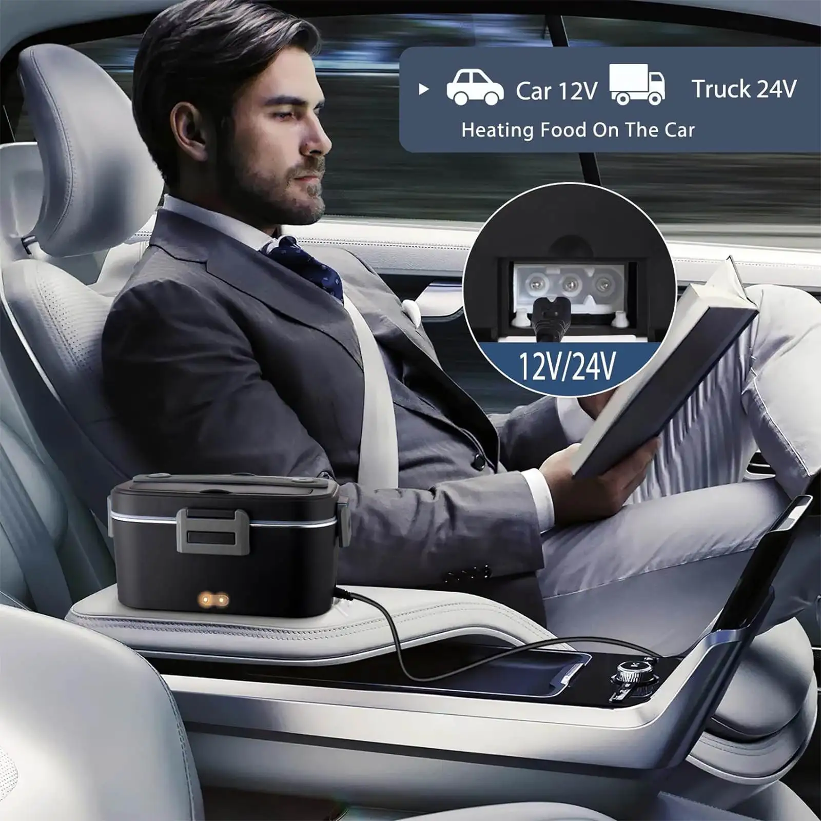 Elektryczny lunchbox 2w1, termoizolacyjny, nieprzeciekający 1.5–2.5 L 🍱