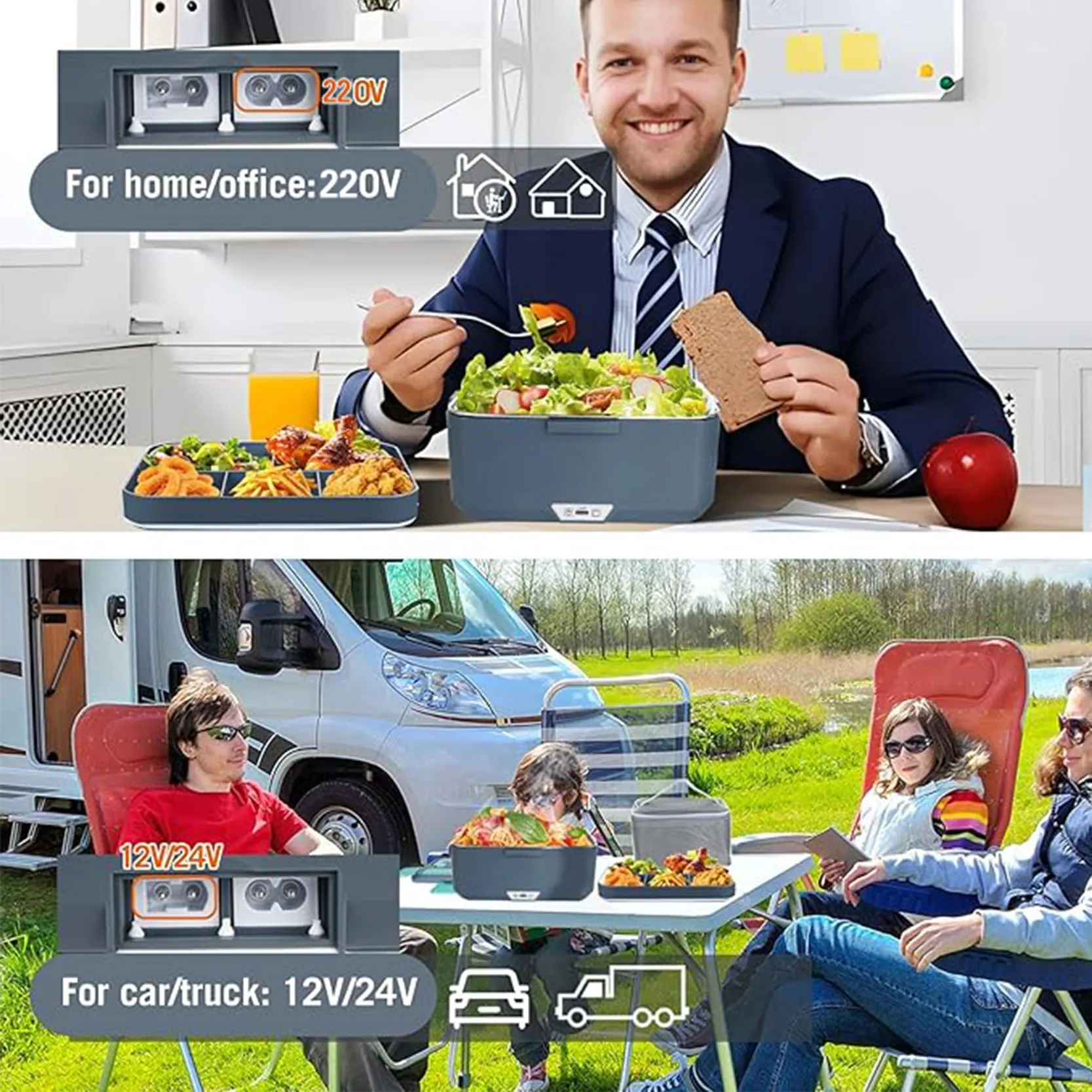 TINSOL 3.5L Lunchbox podgrzewany 90W, szybki, auto/biuro 🚗